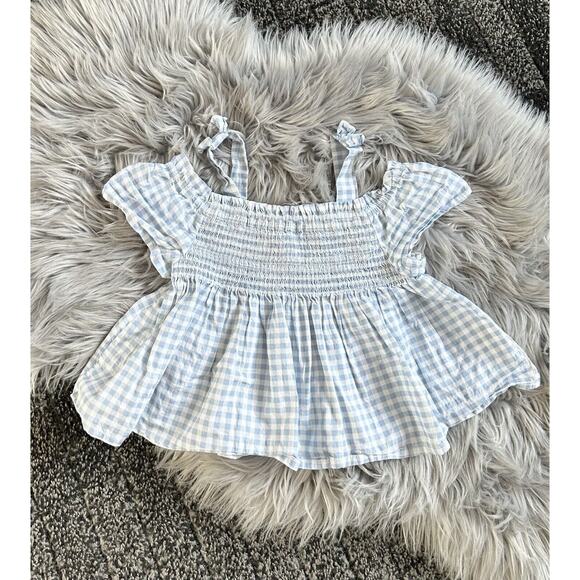 Tommy Bahama Girls Light Blue Gingham Short Sleeve Blouse M 7/8‎ - Picture 1 of 2